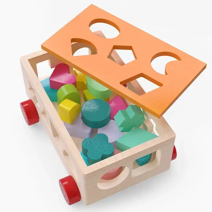 Juguete Carro Encaje Figuras Geométricas 100% Madera