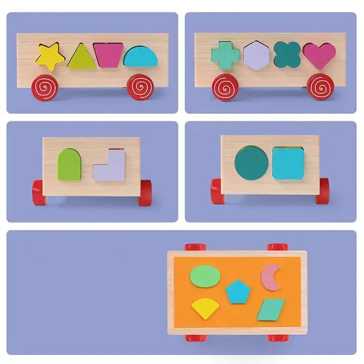 Juguete Carro Encaje Figuras Geométricas 100% Madera