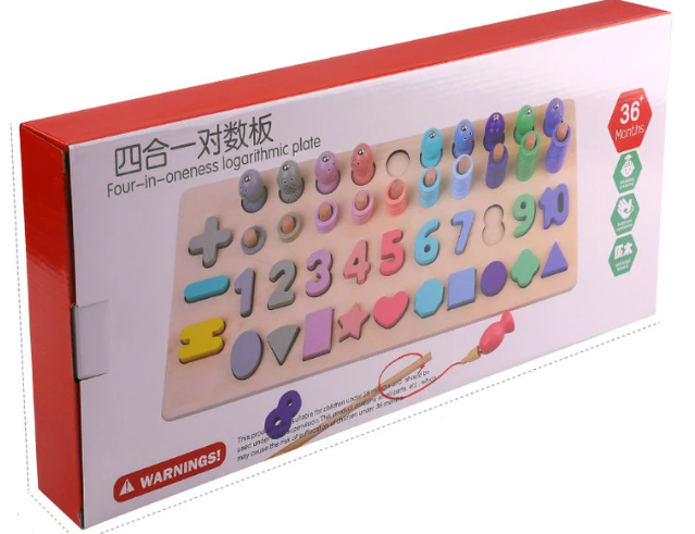 Juguete Formas, Números y Pesca con Ábaco - Montessori - 100% Madera