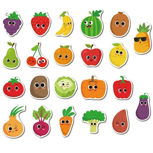 22 Puzzles Diseño Frutas y Vegetales