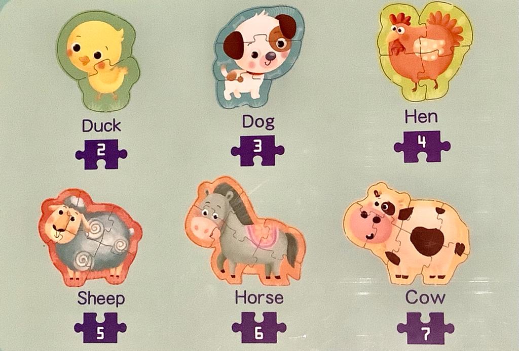 Puzzle 6 animales Granja