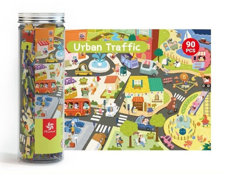 Puzzle 90 piezas diseño Tráfico en la ciudad -Tubo